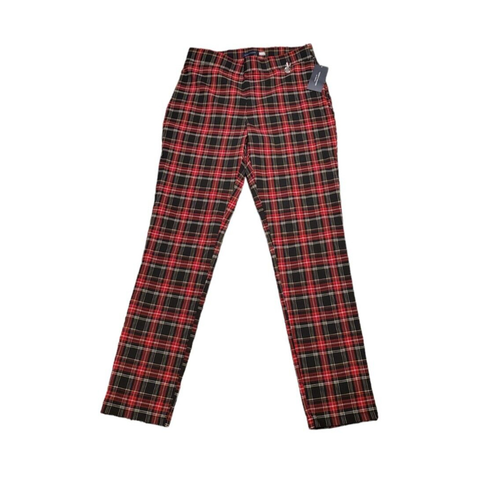 Tommy Hilfiger Tartan Plaid Leggings Mid Rise Stretch Holiday Casual Women Sz 8